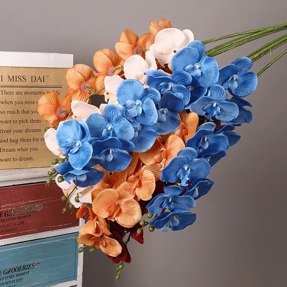 Nuovi Fiori Artificiali in Seta Real Touch, Piante 3D, Phalaenopsis, Orchidea Farfalla Simulata