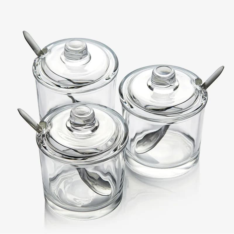 Set di barattoli di spezie in vetro da cucina Contenitori per condimenti completamente trasparenti con kit di barattoli di sale per la casa dell'organizzatore di stoccaggio
