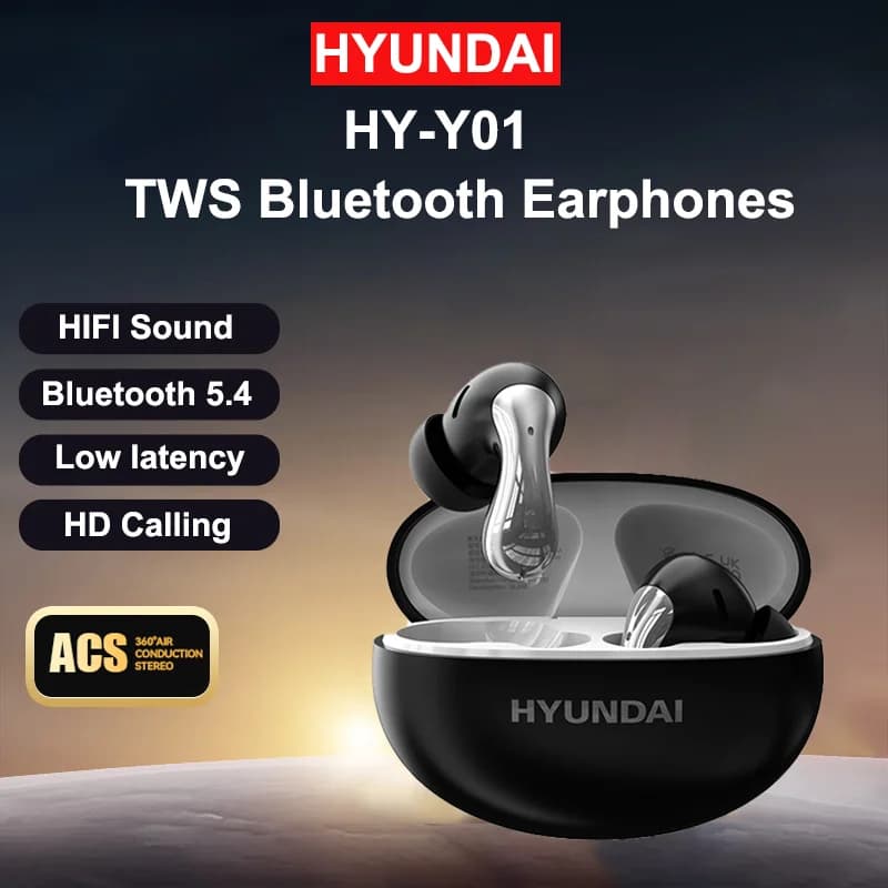 Originale HYUNDAI HY-Y01 TWS Bluetooth V5.4 Auricolari HIFI Stereo Suono Gioco Cuffie HD Chiamata Batteria a Lunga Durata Auricolari Sport