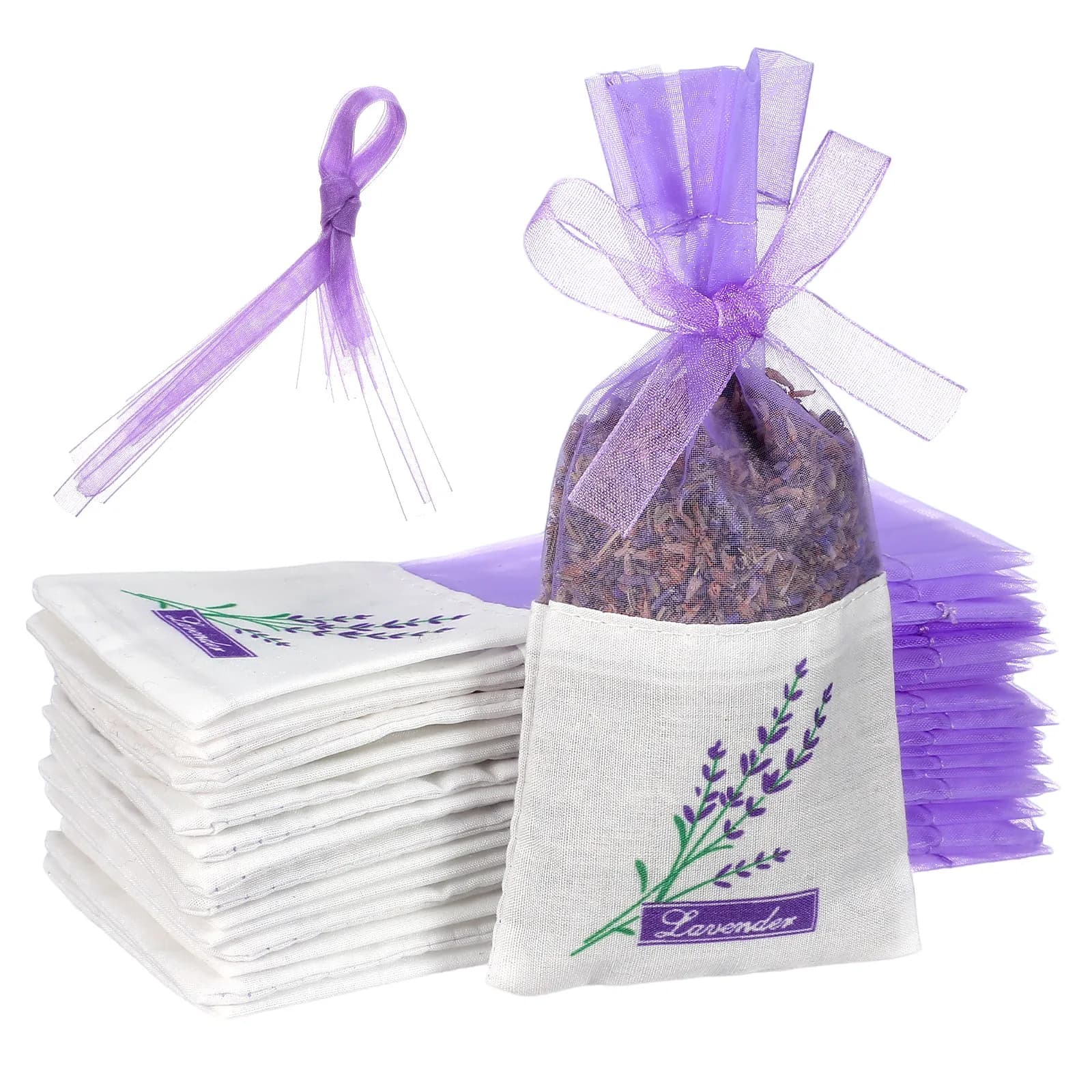 24 Sacchetti Profumati alla Lavanda, Bustine Vuote Semitrasparenti per Gioielli, Sacchetti Regalo per Cassetti, Armadi, Auto, Casa
