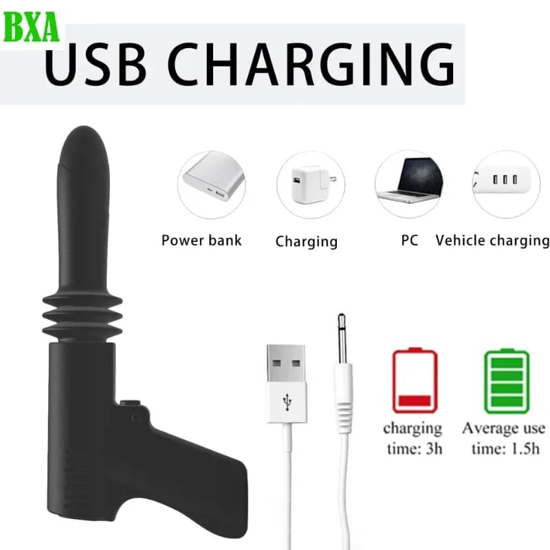 Sex Gun 4 Vibration Mode G-Spot Dildo Massage Pistol Automatic Wireless Telescopic Gun Masturbation Sex Toys for Women Female