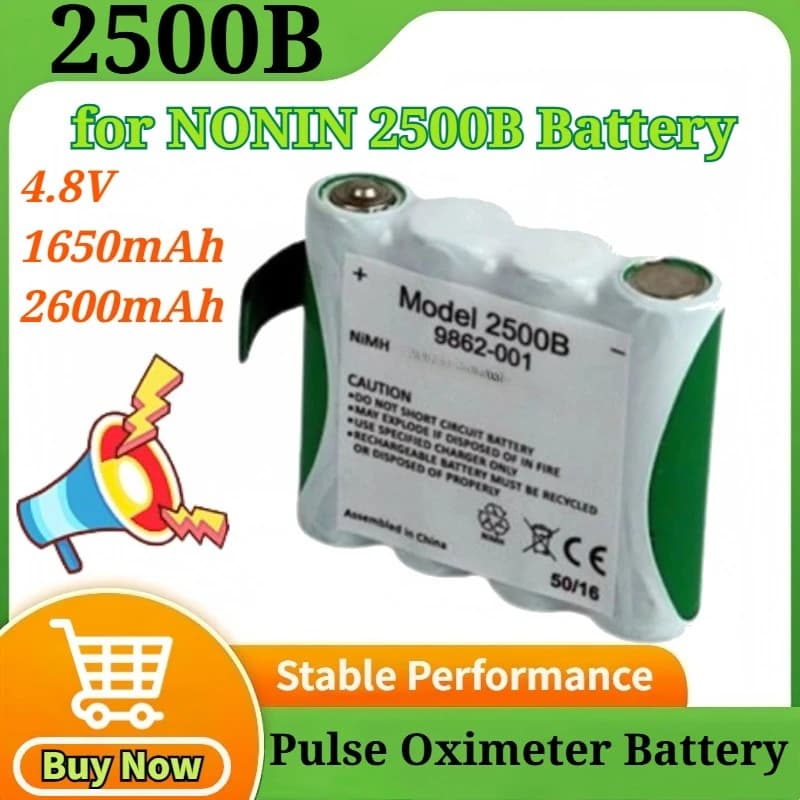 Batteria Ricaricabile per Pulsossimetro Portatile NONIN 2500B 4.8V 1650mAh/2600mAh