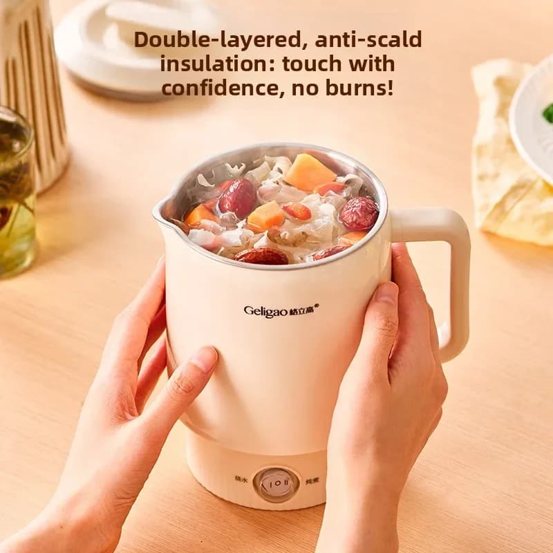 220V Geligao Portable Stainless Steel Travel Kettle Foldable Electric Water Heater Cup with Constant Temperature LYH