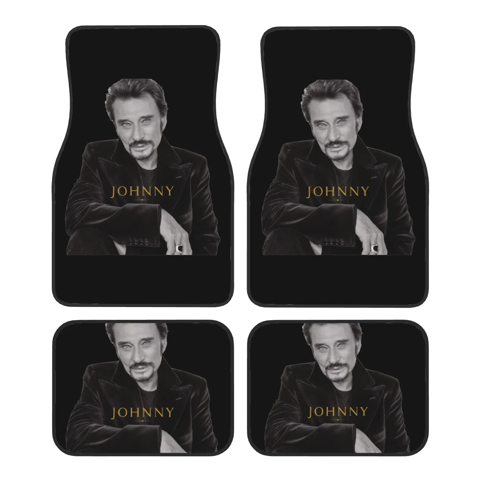 Crystal Velvet Car Floor Mats 4 Pcs Carpets Rugs Johnny Hallyday French Rock Singer Universal Car Front Rear Carpets Foot Mats