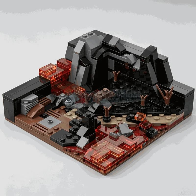 201PCS Volcano Planet Diorama MOC Scene Model Custom Puzzle DIY Assembly Building Blocks Creative Educational Toy Popular Gift