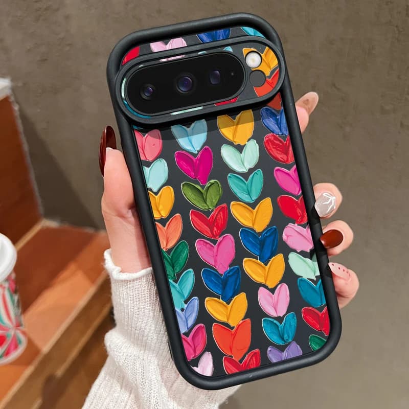 Colorful Love Heart Soft Case For Google Pixel 9 Pro XL 8 Pro 8A Solid Color TPU Silicone Phone Back Cover For Pixel 8 9 Pro