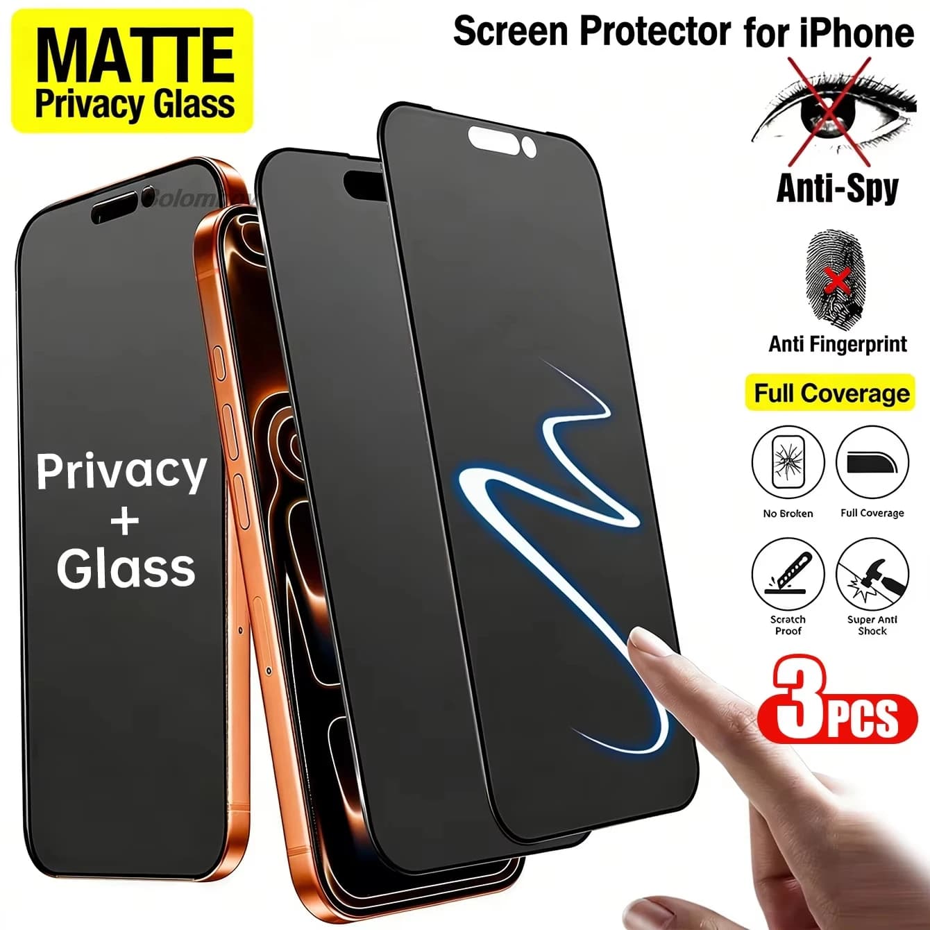 1-3Pcs Matte Privacy Screen Protector For iPhone 17 18 16 15 14 Plus 12 11 13 Pro Max Air XR XS Frosted Anti-Peep Ceramic Film
