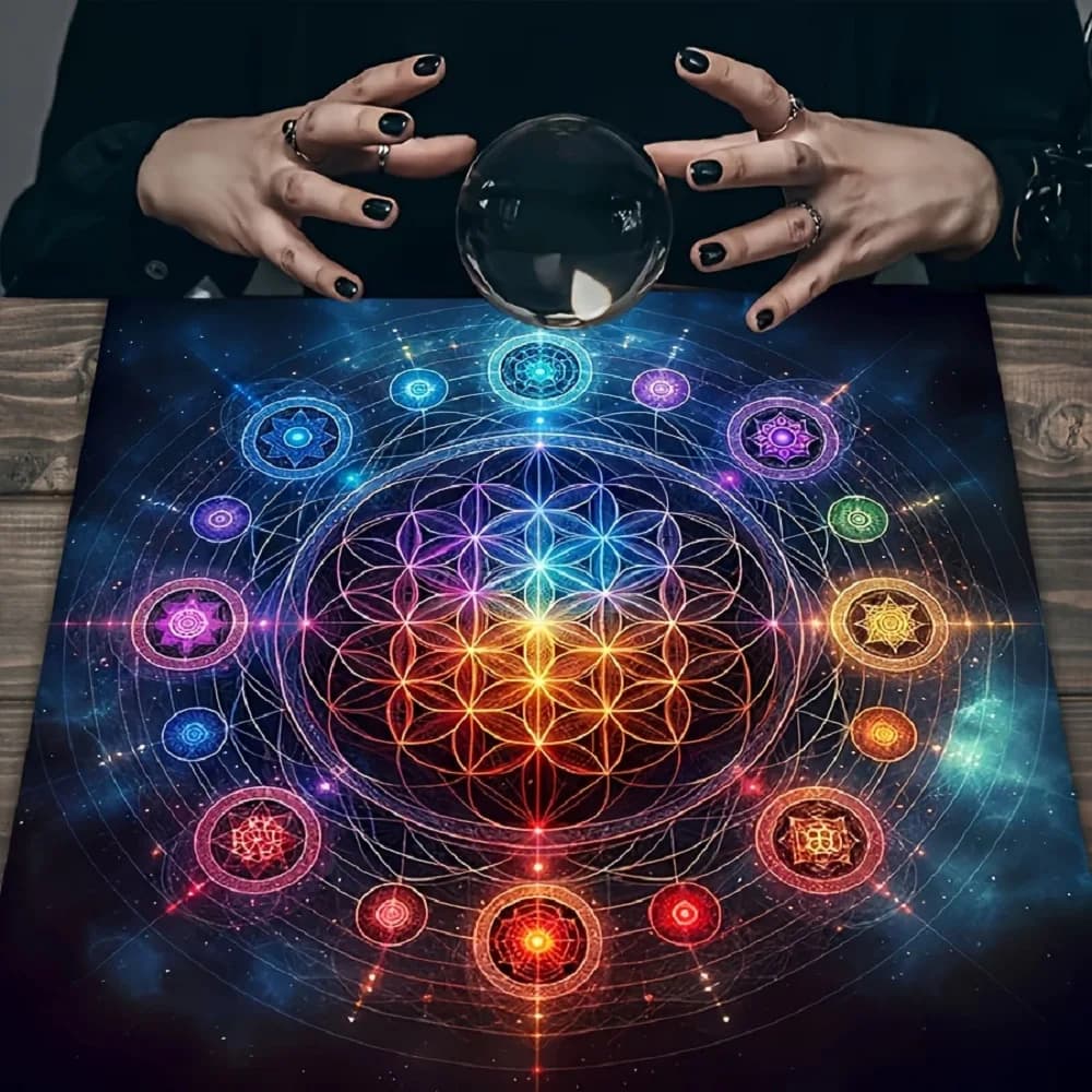 1 Pezzo Tovaglia Albero della Vita Chakra - 1 Pezzo Panno per Altare Wicca, Design Magico Albero della Vita, Adatto per Tappetini per Carte Oracolo