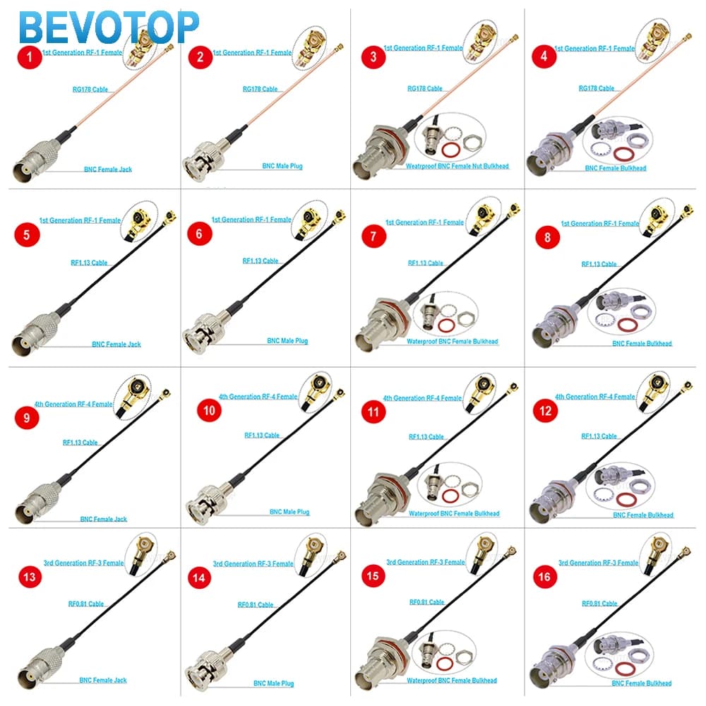1PCS BNC Male/Female to u.FL RF-1 Female RF1.13/RG178 Pigtail Cable Mini PCI WIFI WLAN Antenna Extension RF Jumper