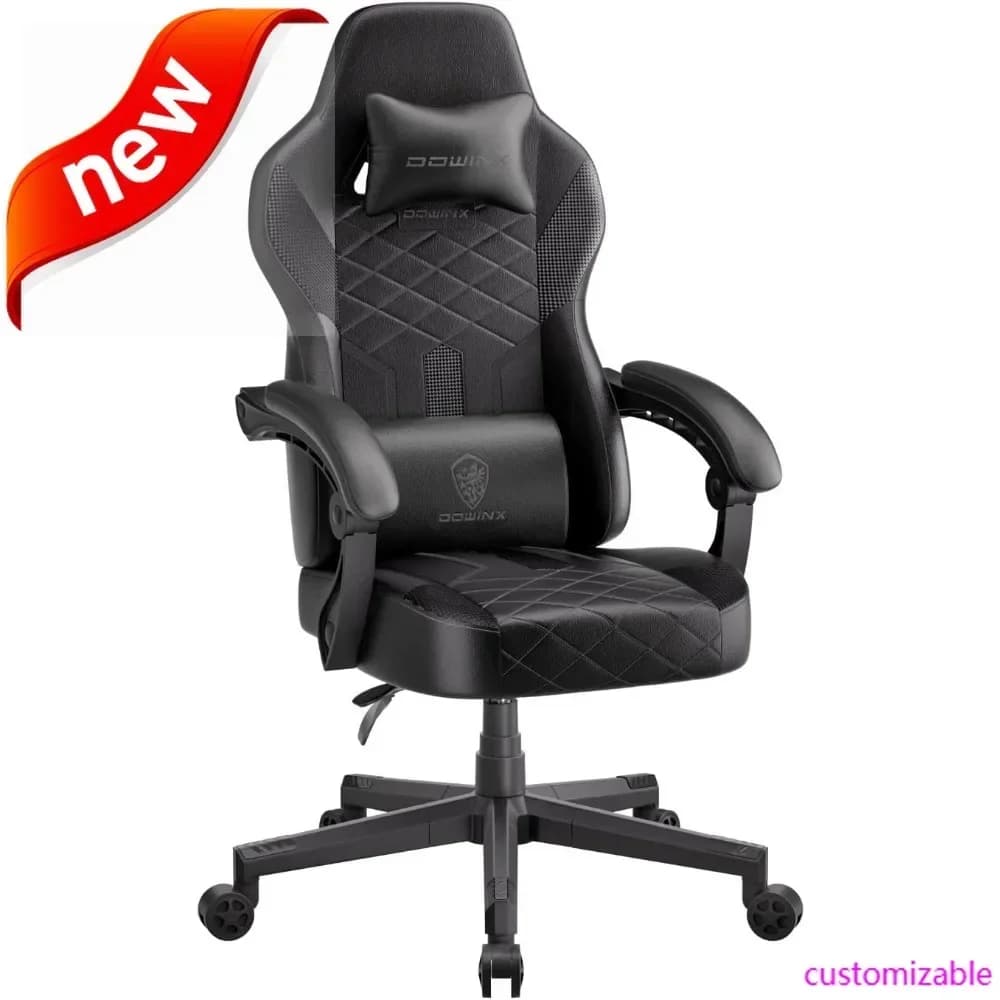Sedia con Cuscino a Molle Insacchettate, Sedia Ergonomica da Computer con Schienale Alto, Sedia da Gaming Reclinabile in Pelle PU 350LBS