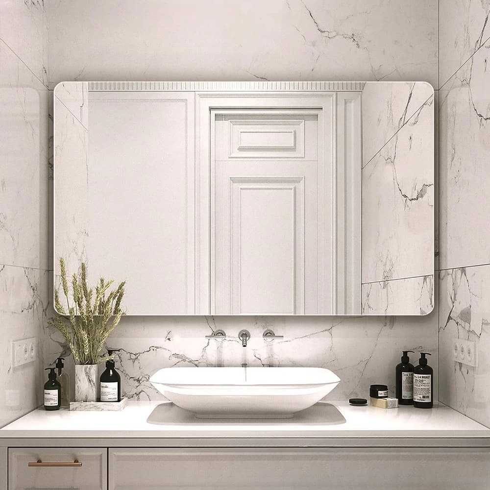 Jinjing bagno ultra bianco punzonatura gratuita tavolo da lavaggio da parete appeso a parete in vetro senza specchio in rame