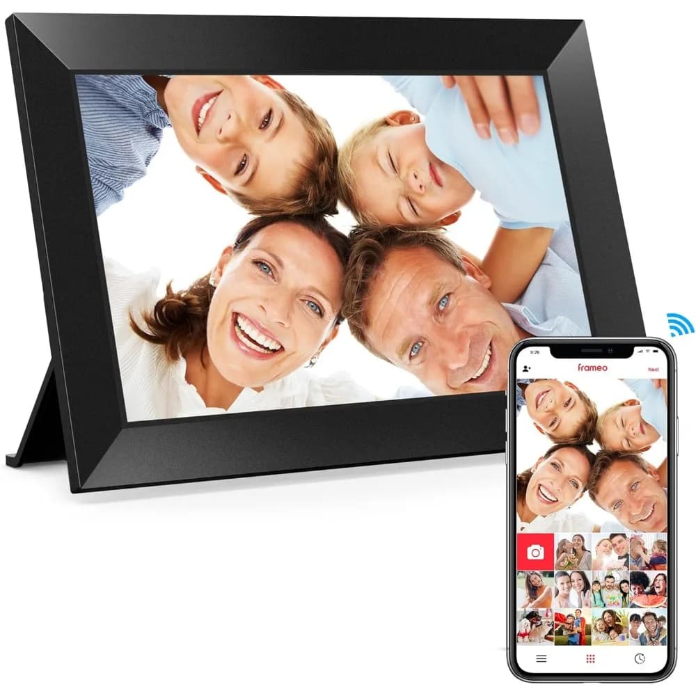 Cornice Digitale WiFi 10.1 Pollici 32GB 1280x800 IPS Touch Screen, Invia Foto e Video a Distanza, Regalo per la Famiglia