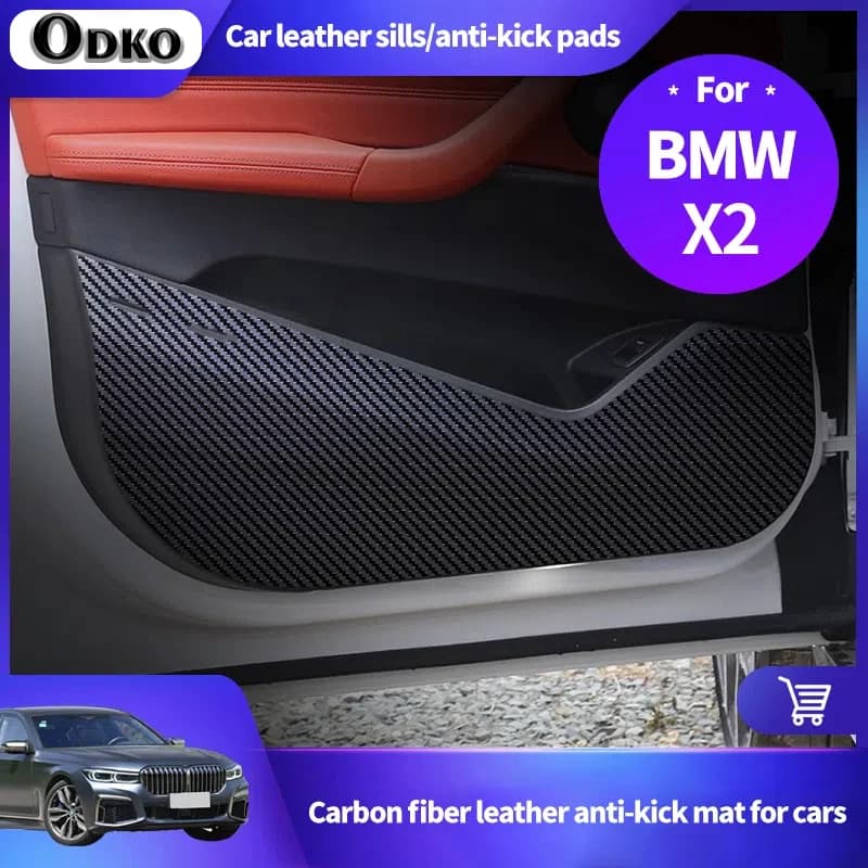 Per BMW X2 2018-2020 Pelle Adesivo In Fibra di Carbonio Porta Anti Kick Copertura Davanzale Protezione Zerbino Adesivo Per Auto Accessori Auto