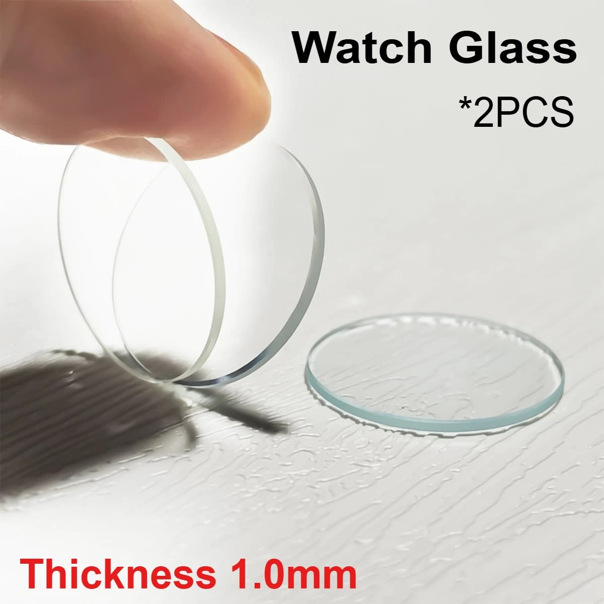 2 Pieces of Transparent Mineral Glass for Watches, 15-45mm, Round and Plate, Smartwatch Repair Tool, 1.0mm Thickness