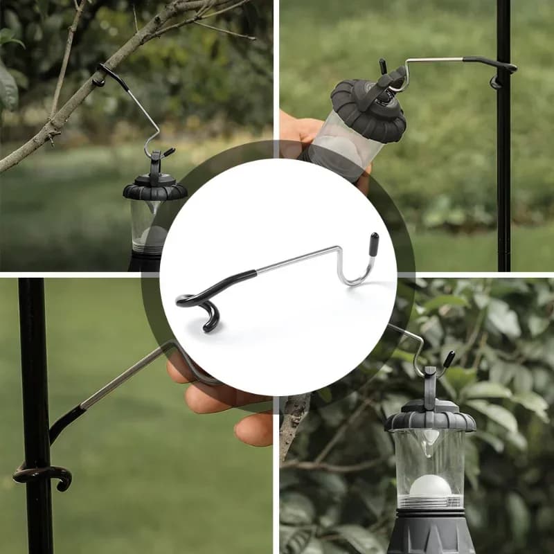 Ganci per Palo Luminoso da Campeggio Tipo S in Acciaio Inox – Appendiabiti Multifunzionale per Attrezzatura da Esterno e Accessori per Tende
