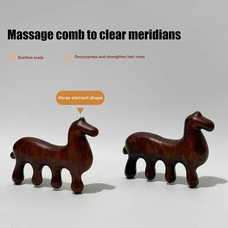 Peaches for Meridian Massage in Sandalwood, Zodiac Design Horse, Terapeutic Toothbrush for Body Massage