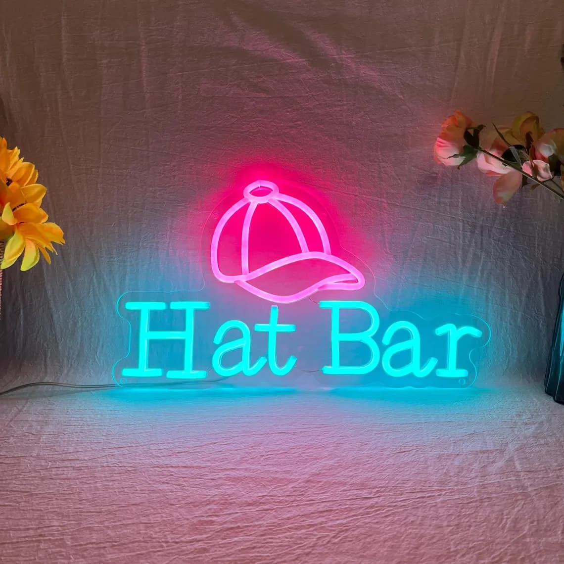 Cappello Bar Insegna al neon Bar Cappello al neon Negozio Decorazione da parete Cappello Neon Art Segno di apertura