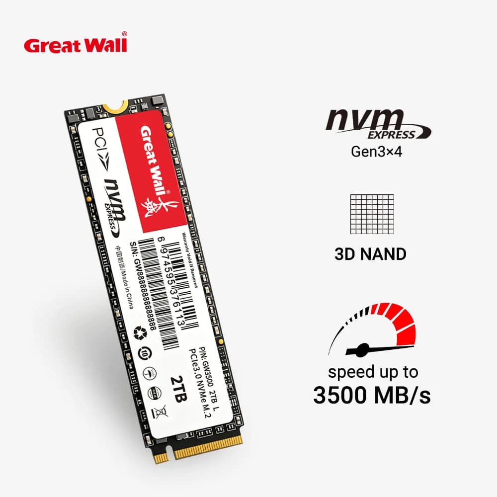 Great Wall SSD M2 NVME 256GB 512GB 1TB Internal Solid State Drive M.2 2280 PCIe 3.0 Hard Disk 2TB M2 SSD for Laptop Desktop