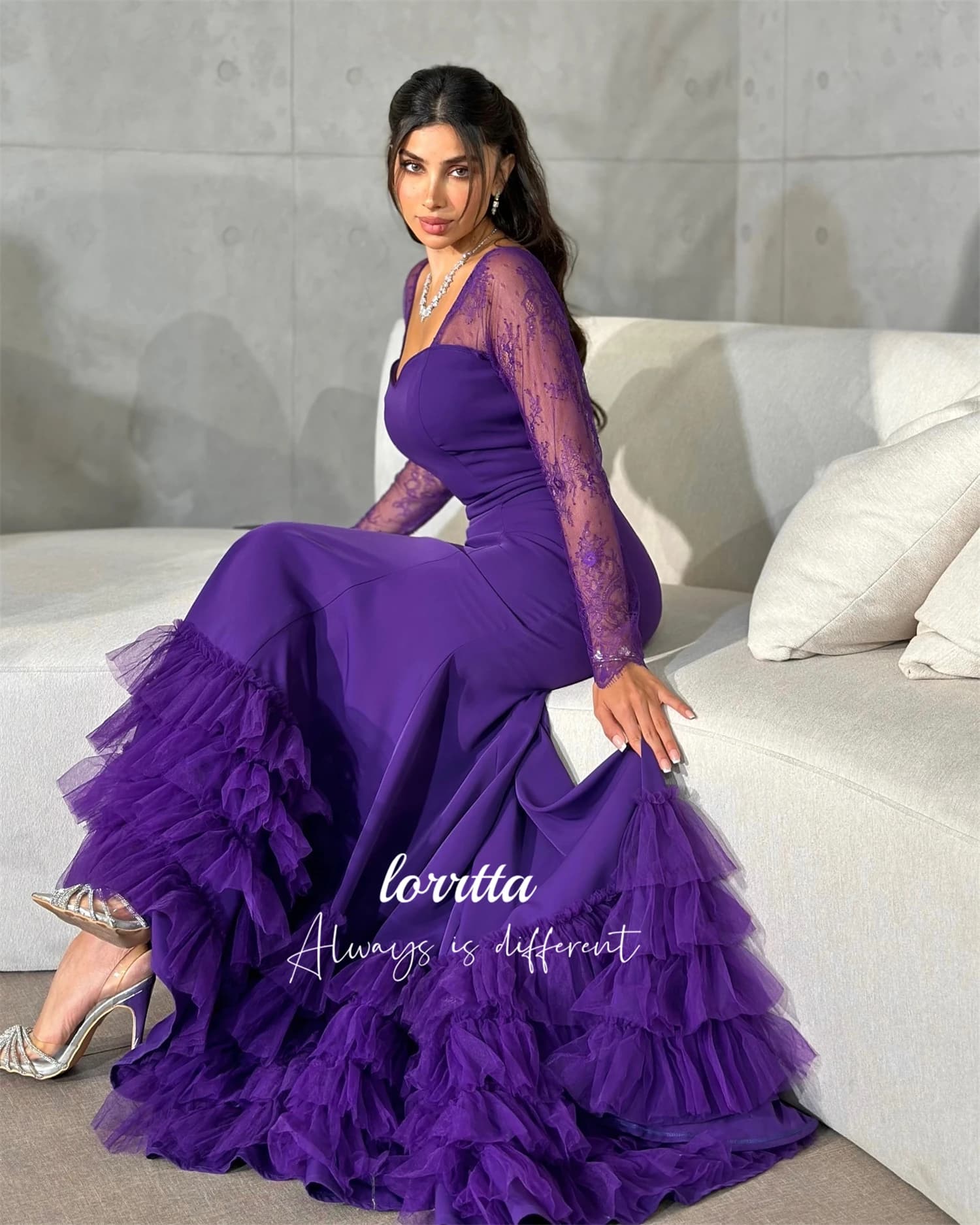 Personalized wedding dress for women Purple evening cocktail dress with fish tail cut Woman 2025 Robe De Soiree Femmes Prom Dreeses