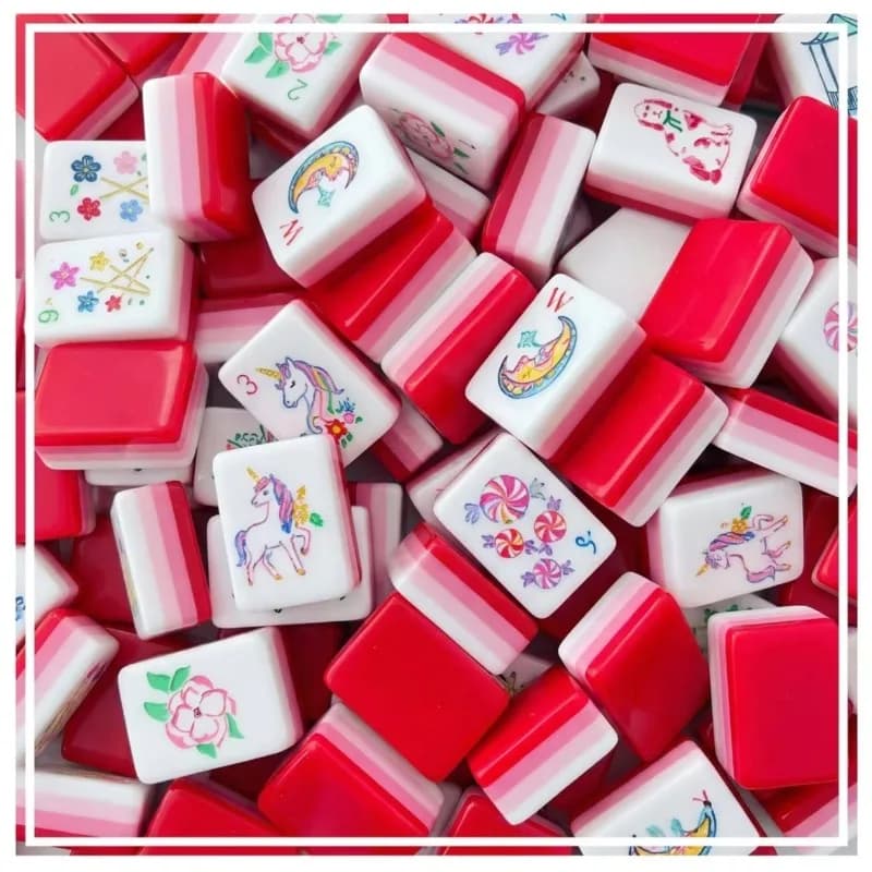 Engraving pattern solid acrylic American mahjong tiles four layers 160 pieces style leisure products suitable for friends play