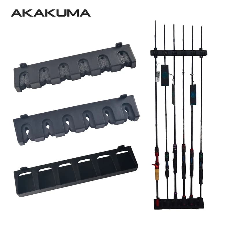 Fishing Rod Holder Wall Mount EVA Foam Vertical Fishing Pole Rack Spinning Casting Fishing Rod Storage Bracket Up to 6/8 Rods