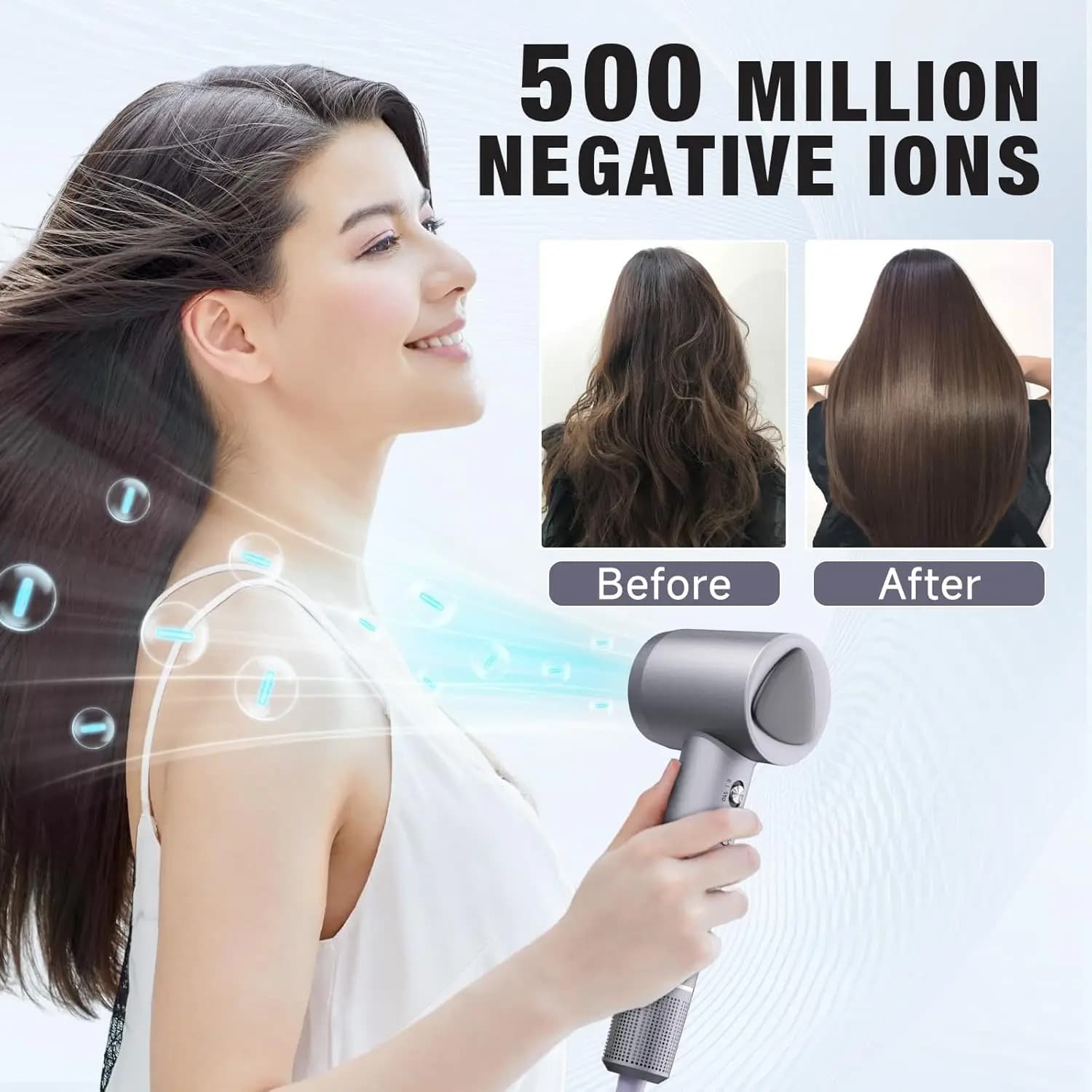 Hair dryer, 160000 rpm professional portable ion hair dryer with 500 million negative ions, Fast drying, Low noise