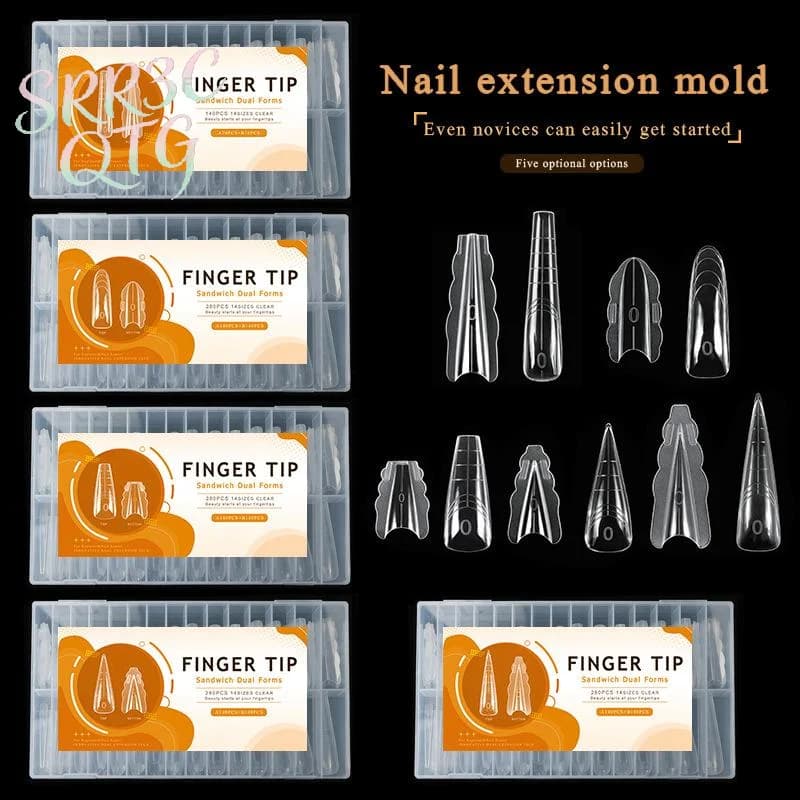 Offerta Speciale: Kit Manicure Professionale 140 Pezzi con Dual Form per Estensione Unghie, Gel Costruttore per Forme Perfette, Sistema Sandwich, Riutilizzabile, Trasparente
