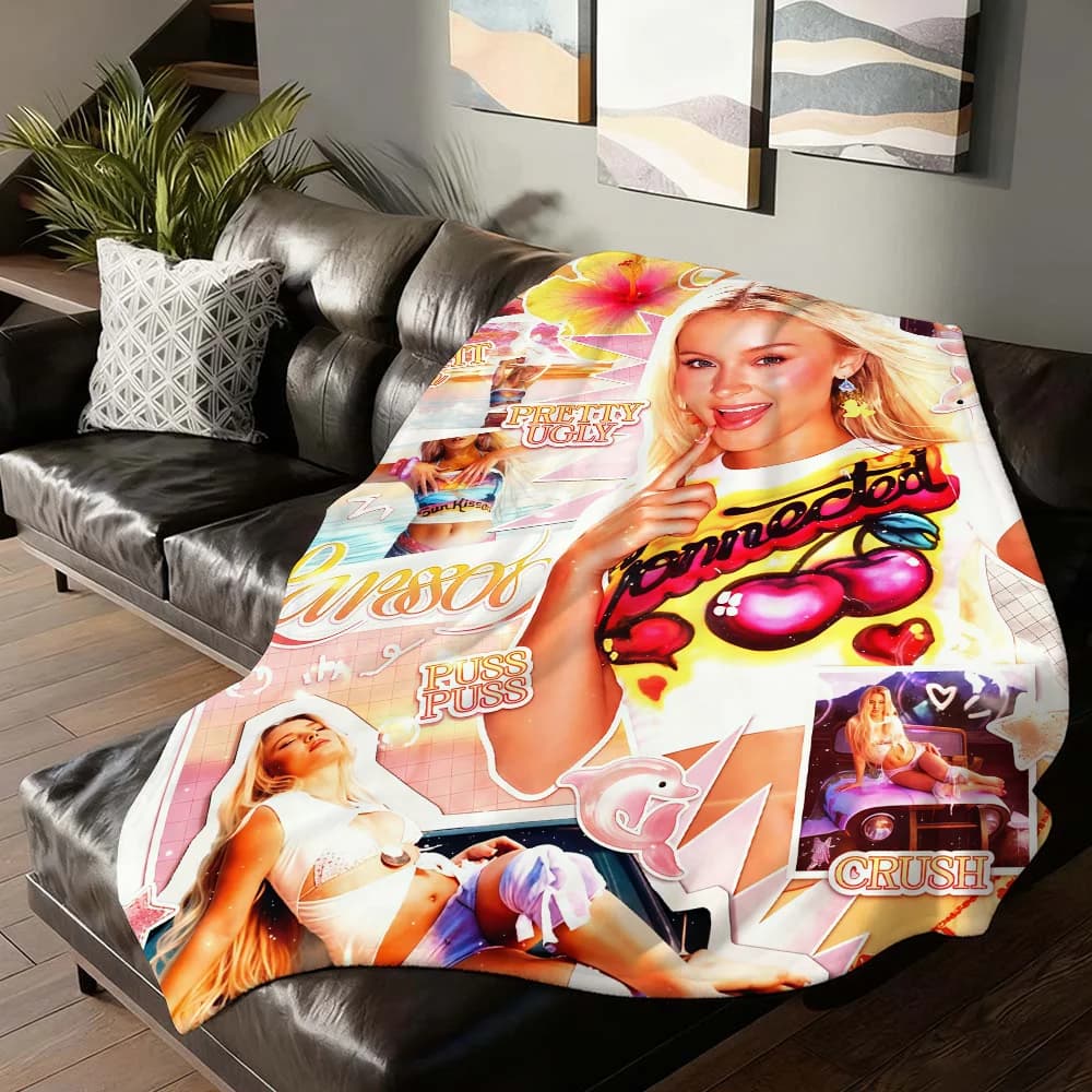 Singer Zara Larsson Midnight Sun Blanket For Sofa Office Bed Plane Travel Sleep Read Relax Camping Soft And Warm