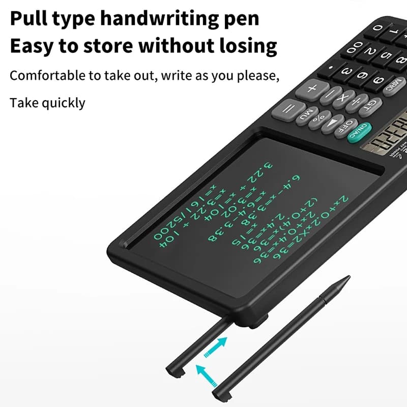 Calcolatrice scientifica con tablet per scrittura e disegno, calcolatrice portatile con display LCD a 12 cifre, per studio di matematica, ufficio, appunti e promemoria