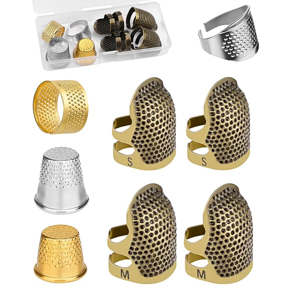 8PCS Sewing Thimble Kit for Hand Sewing Metal Finger Protectors, Thimble Ring for Hand Quilting and Embroidery DIY