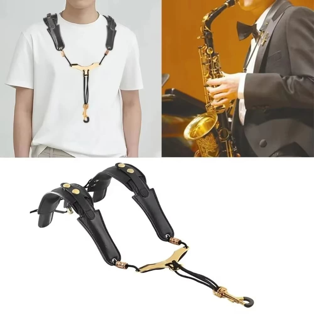 Miwayer PU Leather Saxophone Shoulder Strap Adjustable/Reduce Neck Stress/Good Comfort/for Alto/Tenor/Baritone/Soprano Sax