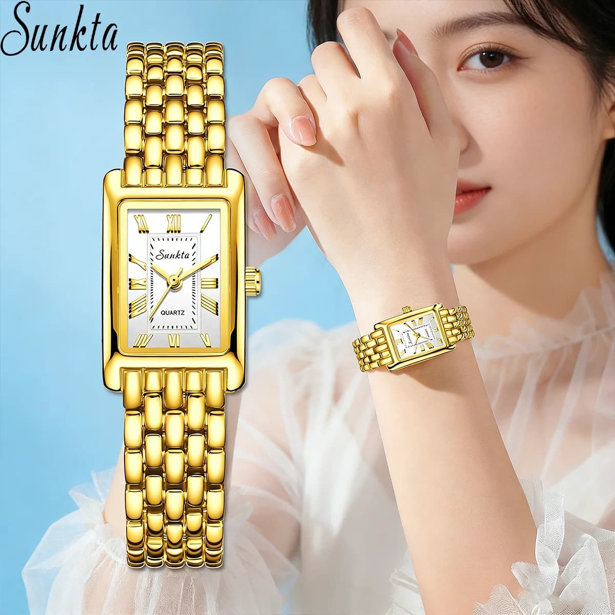 Orologio da Donna SUNKTA, Marca di Lusso, in Acciaio Inossidabile, Orologi da Polso al Quarzo per Studentesse, Moda Femminile