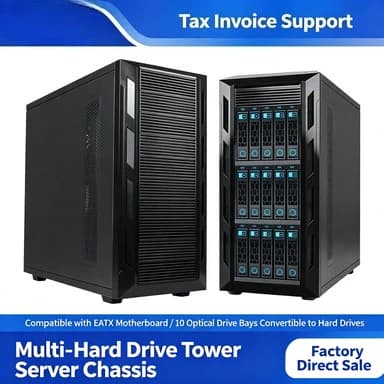 EATX Dual‑way Tower PC Case, 10 Optical Drive Slots, 16 Hot‑Swap Hard Disk Bays NAS Storage Desktop Chassis