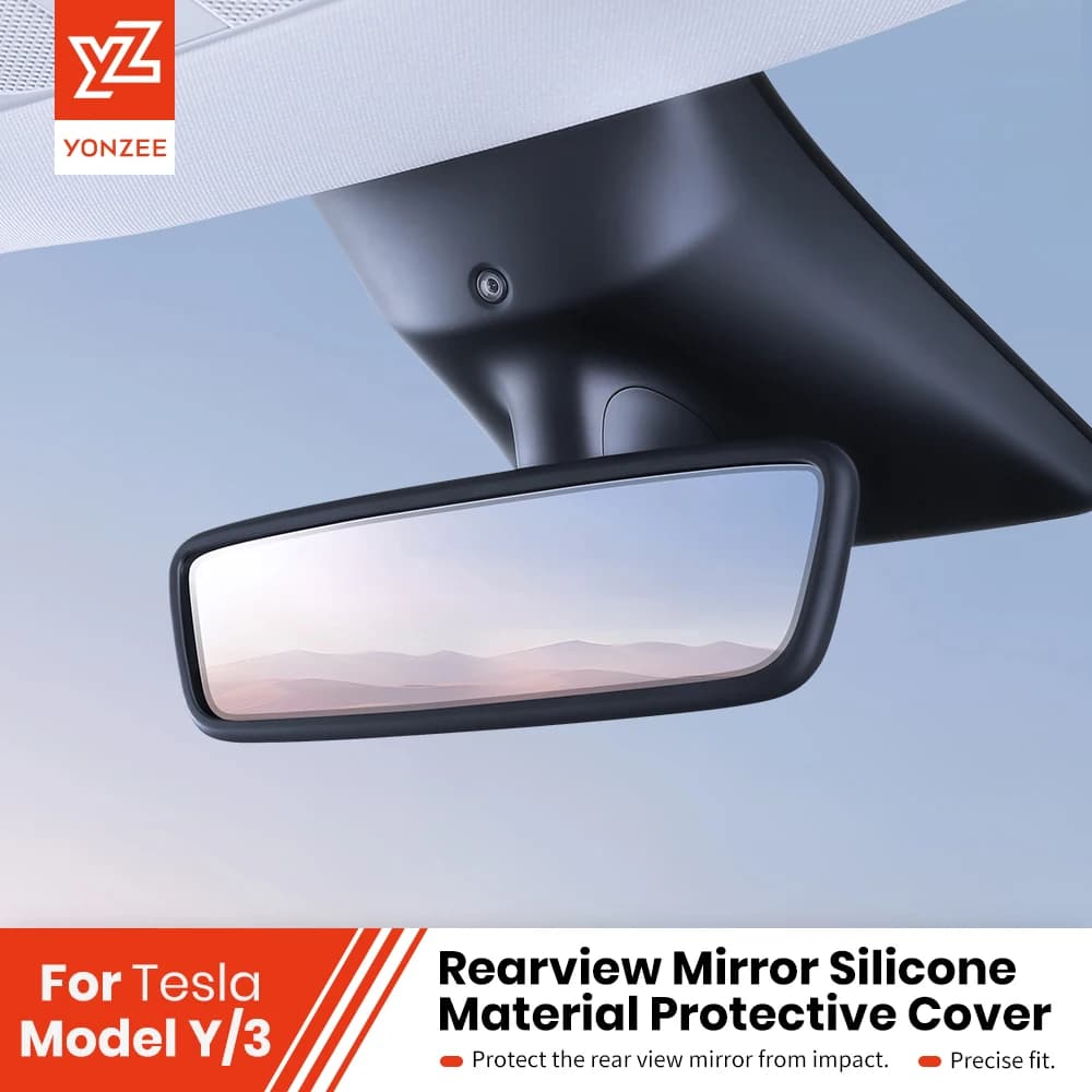 YZ For Tesla Model Y Rear View Mirror Protector Frame Silicone Rearview Mirror Cover Sleeve Tesla Non-Slip Decoration Accessory