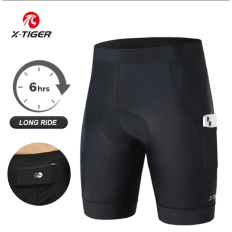 X-TIGER Cycling Shorts Man 5D padded with back pocket Anti-slip Breathable Cycling Riding Mezzi Pants Collant Road Bike Shorts Mtb