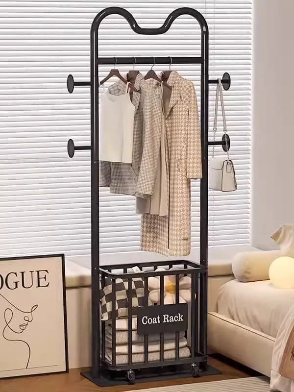 Basket for dirty clothes Hangers from floor to ceiling Bedroom Night Conservation for the house Mobile clothes rack for drying clothes