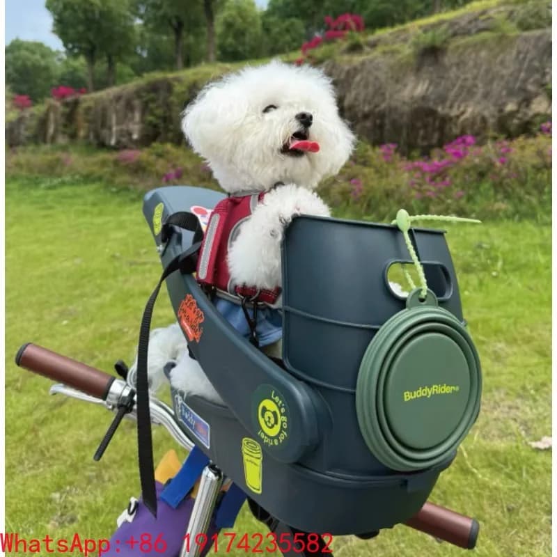 BuddyRider Outdoor Bicycle Pet Dog Front Seat Assembly Safety Dog Carrier Chair With Bracket Cushion For Brompton Folding Biking