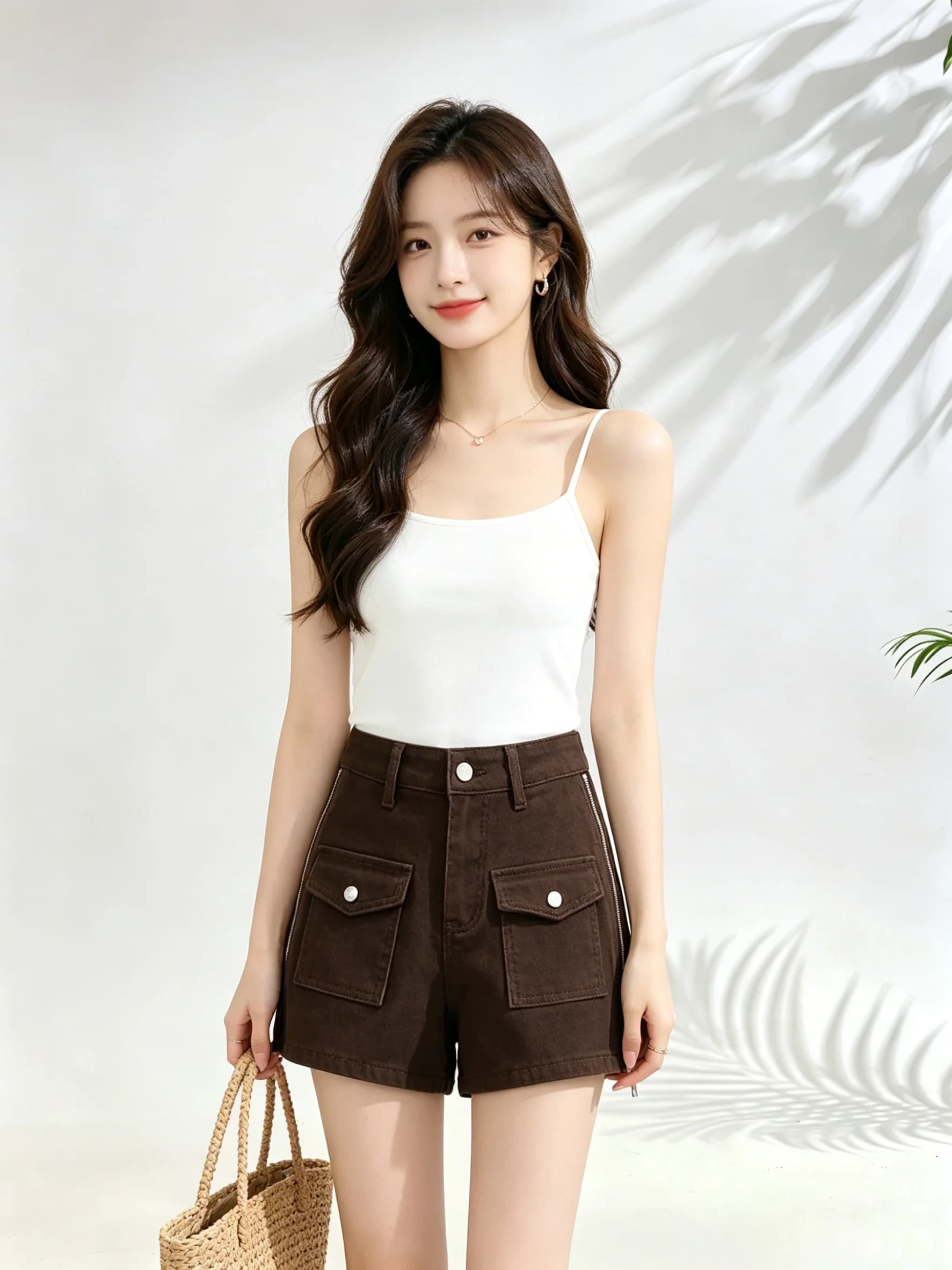 High Waist Zipper Denim Shorts Women's Summer Workwear Wide Leg Pants Trendy Short Skirts Korean Style Loose Fit Jeans