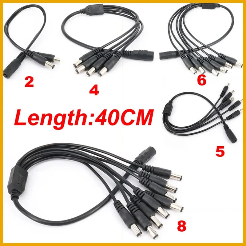 NEW 5.5* 2.1mm 1 to 2/3/4/5/6/8 Way DC Power Splitter Cable 5V 12V Power Adapter Connector Cord For LED Strip Lights CCTV Camera