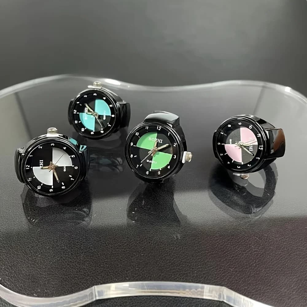 1 piece of watches with fashionable creative bright quartz ring, watch with adjustable strap, school material