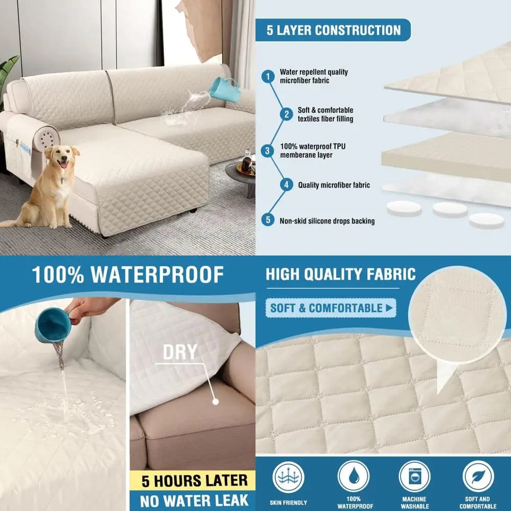 Copridivano componibile impermeabile Copridivano a forma di L in 2 pezzi per cani, antiscivolo, tessuto impermeabile al 100%.