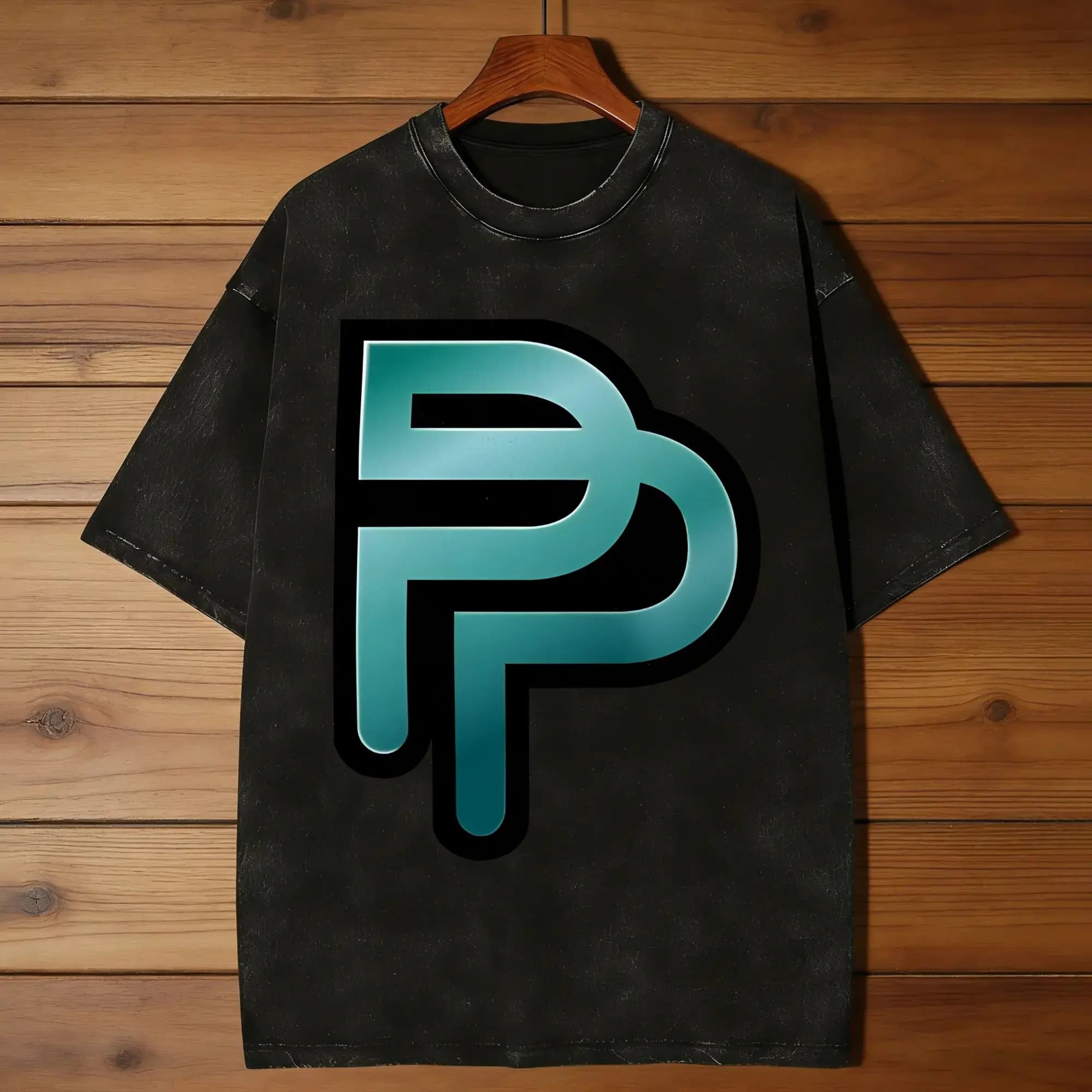 T-shirt in cotone con logo Pond Phuwin Thai BL Fandom, effetto metallico lucido, girocollo, oversize, alla moda, per la spiaggia