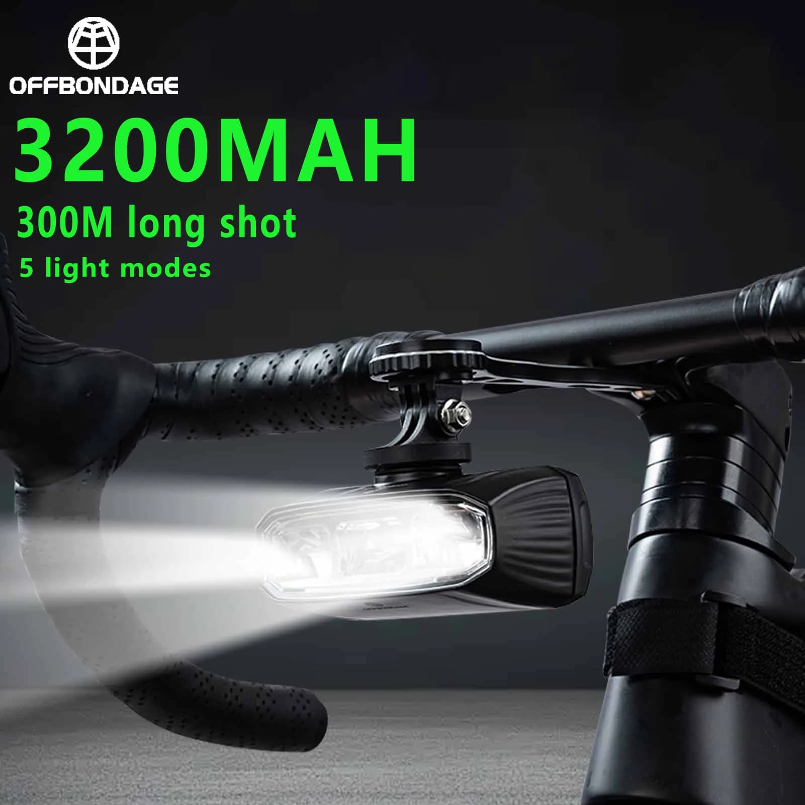 OFFBONDAGE Luce anteriore per bicicletta Faro per bici MTB impermeabile ultra luminoso Torcia per ciclismo ricaricabile tramite USB LED