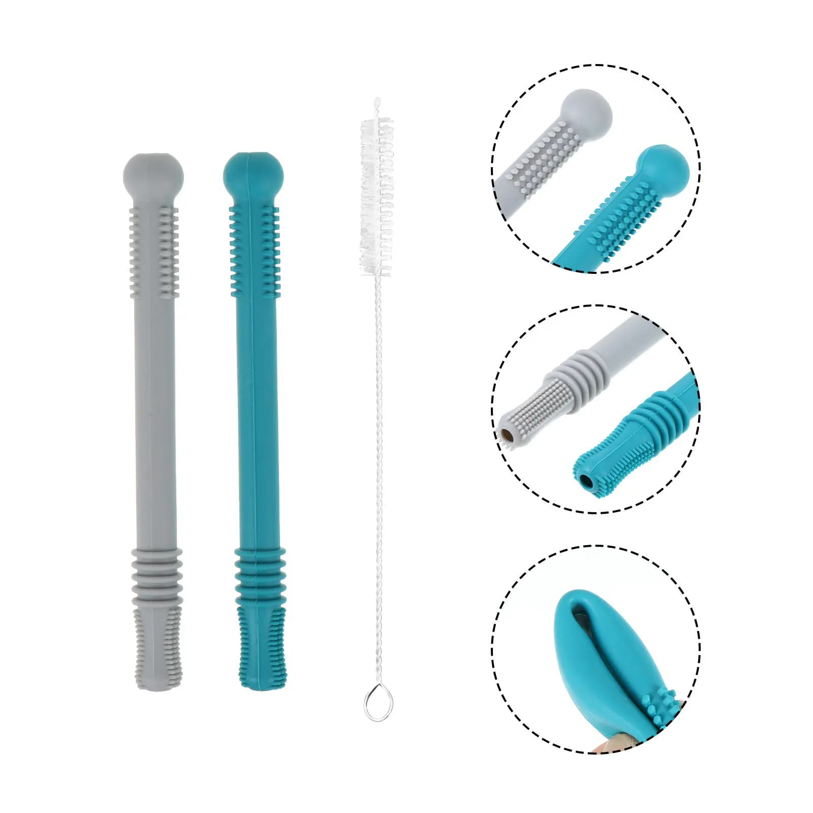 Set di 1 Tubo Massaggiagengive Morbido Elastico in Silicone Cavo per Alleviare il Dolore della Dentizione, la Salivazione, il Pianto e il Disagio delle Gengive - Bastoncini Molari