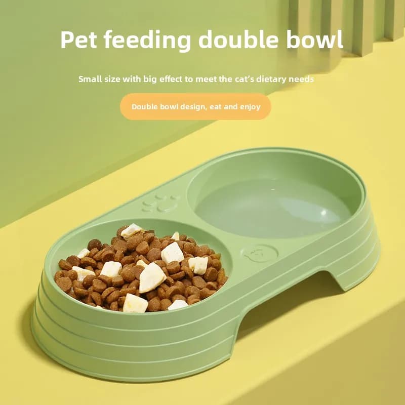 Spot Cat Doppia ciotola per animali domestici Bacino d'acqua in plastica anti-detonazione per gatti e cani