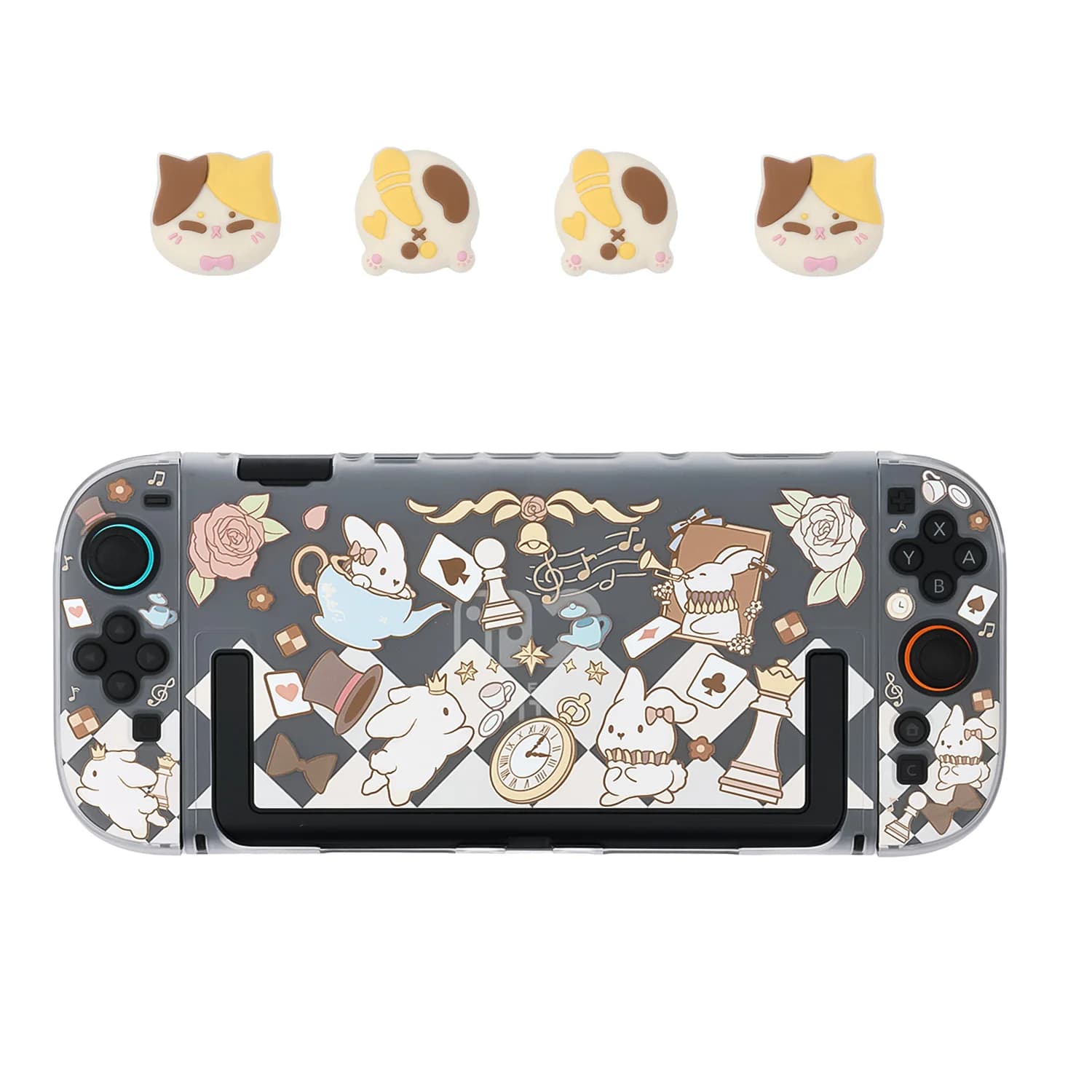 Custodia protettiva traslucida Alice Rabbit compatibile con Switch 2 - NS2 (2025) Guscio rigido semitrasparente staccabile e dockingabile