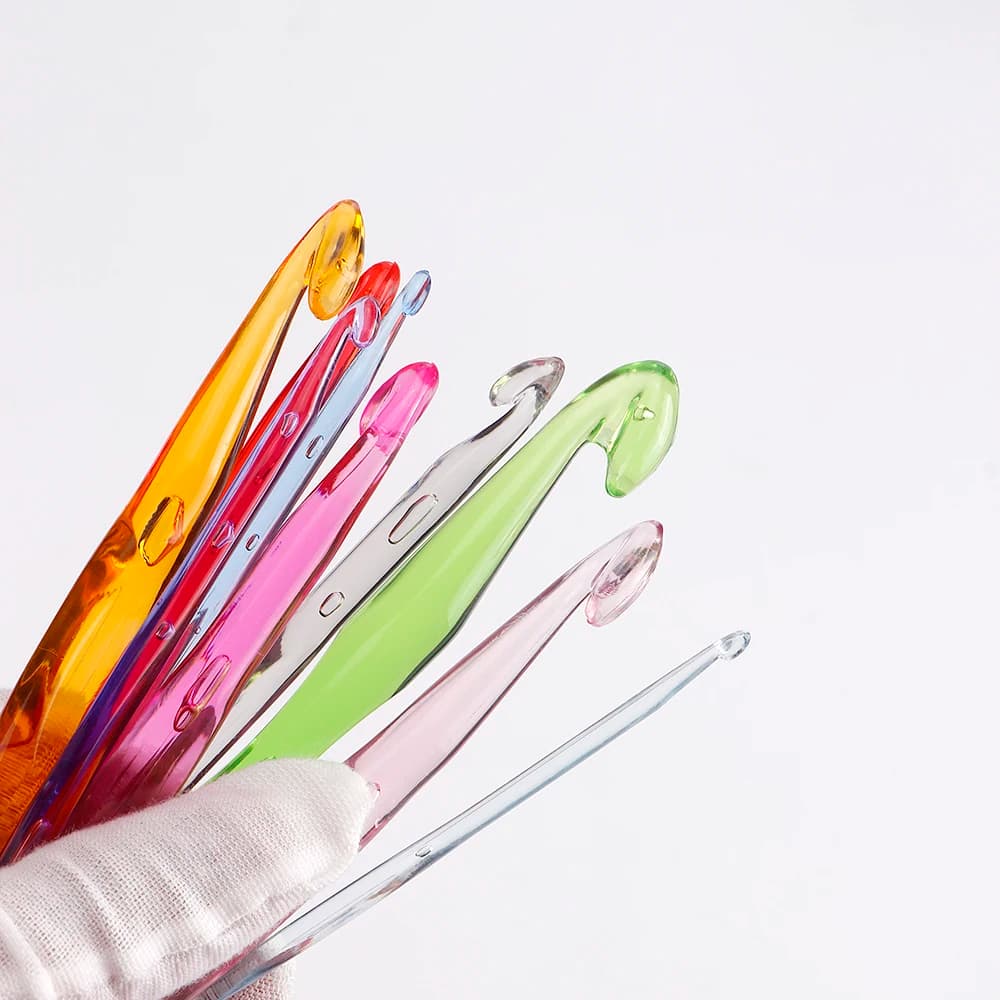 Set di Ferri da Maglia Trasparenti Colorati, Uncinetto a Punta Singola, per Lavori a Maglia Fai-da-Te, Progetti Creativi con Filato
