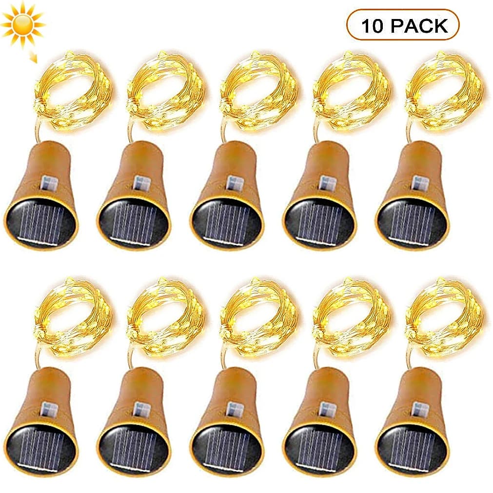 10/20 LED Bottiglia di vino solare Luce della stringa Filo di rame solare Lucine Forma di sughero Lampada di Natale per la festa nuziale Decorazione del giardino