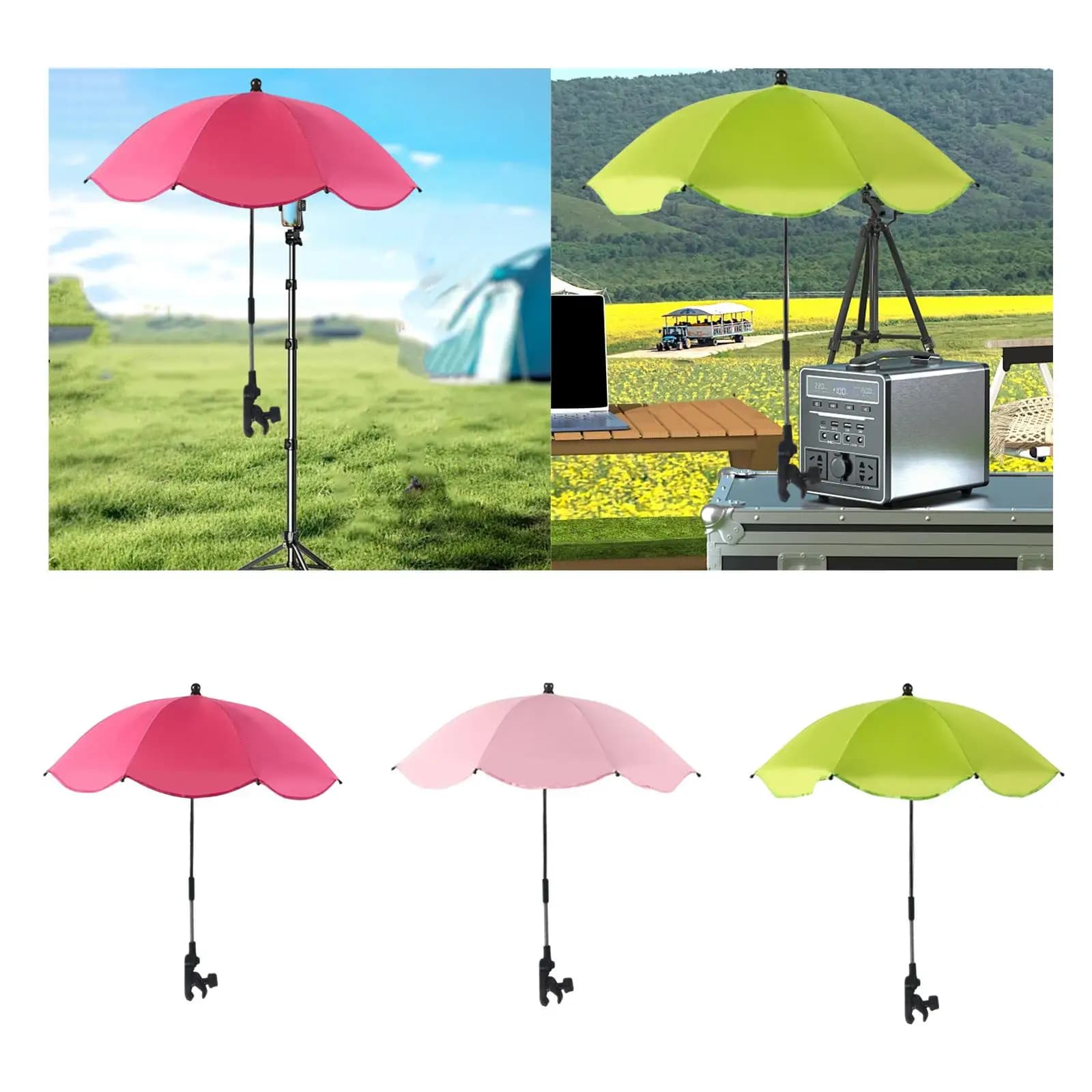 Ombrellone con clip per passeggino Ombrellone portatile per piante Ombrellone per sedia da spiaggia con morsetto per pesca Picnic Patio Cortile