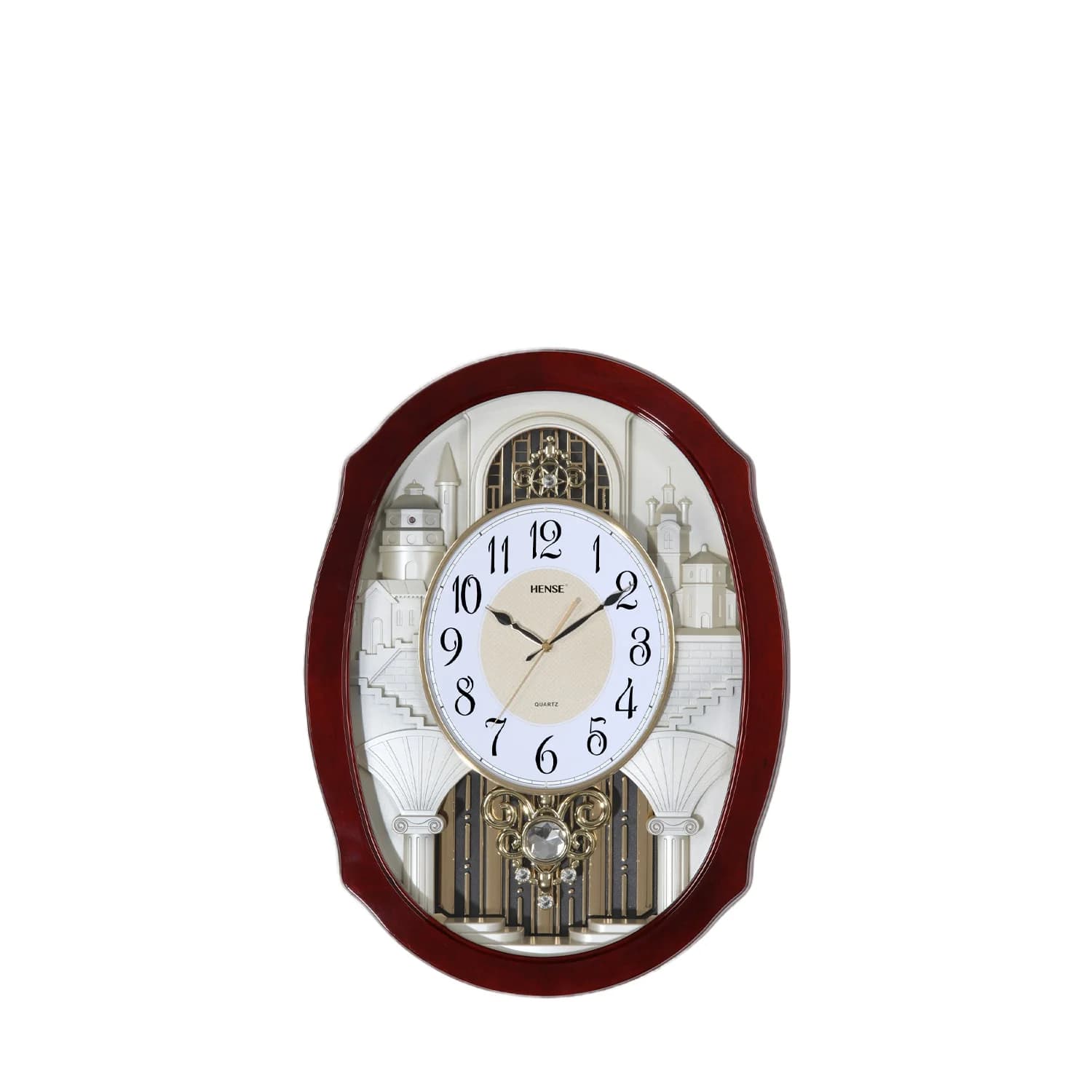 Orologio da parete per soggiorno, orologio in legno massello, orologio a pendolo musicale al quarzo